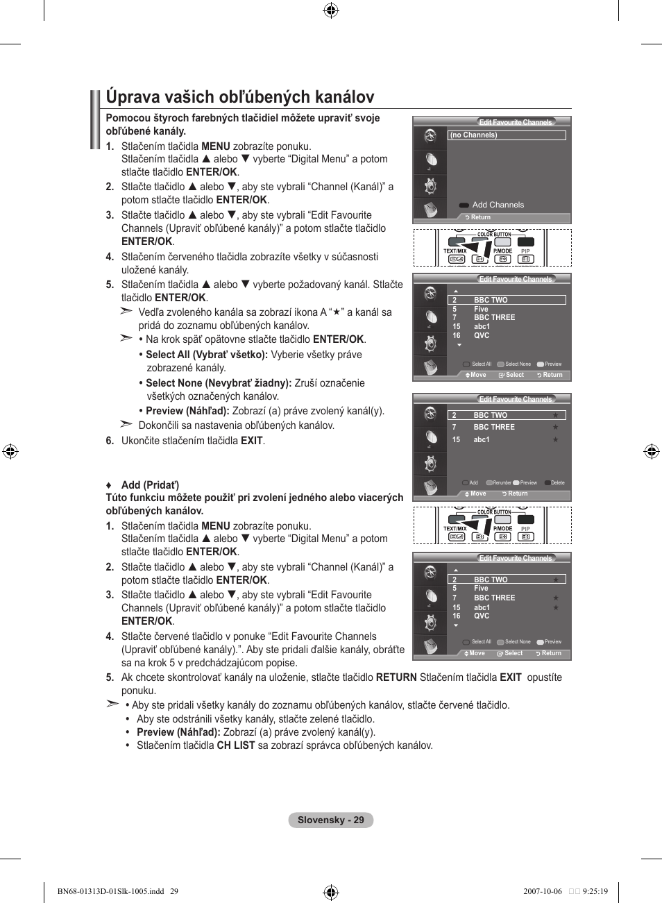Úprava vašich obľúbených kanálov | Samsung LE70F96BD User Manual | Page 479 / 578