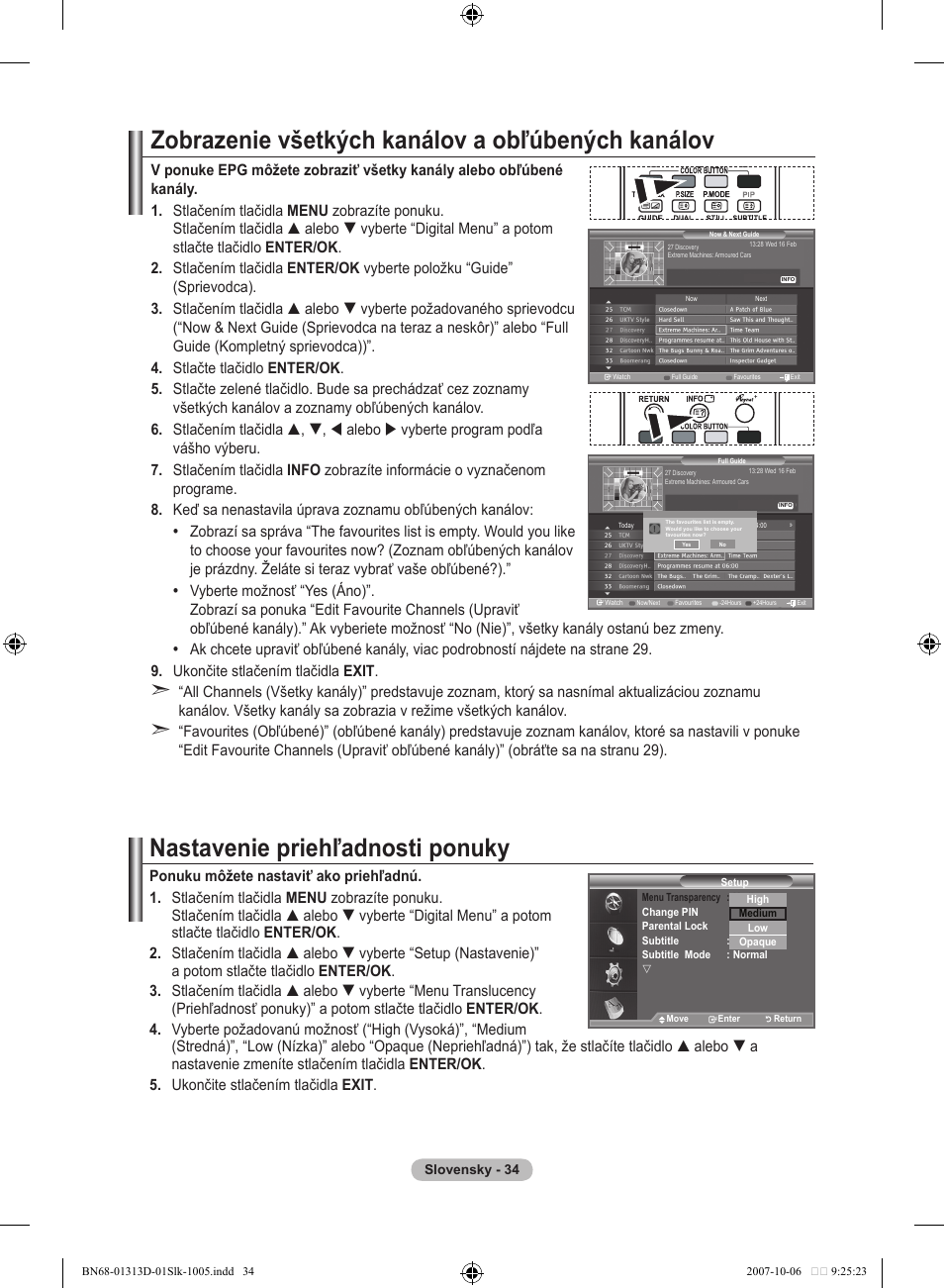 Zobrazenie všetkých kanálov a obľúbených kanálov, Nastavenie priehľadnosti ponuky | Samsung LE70F96BD User Manual | Page 484 / 578