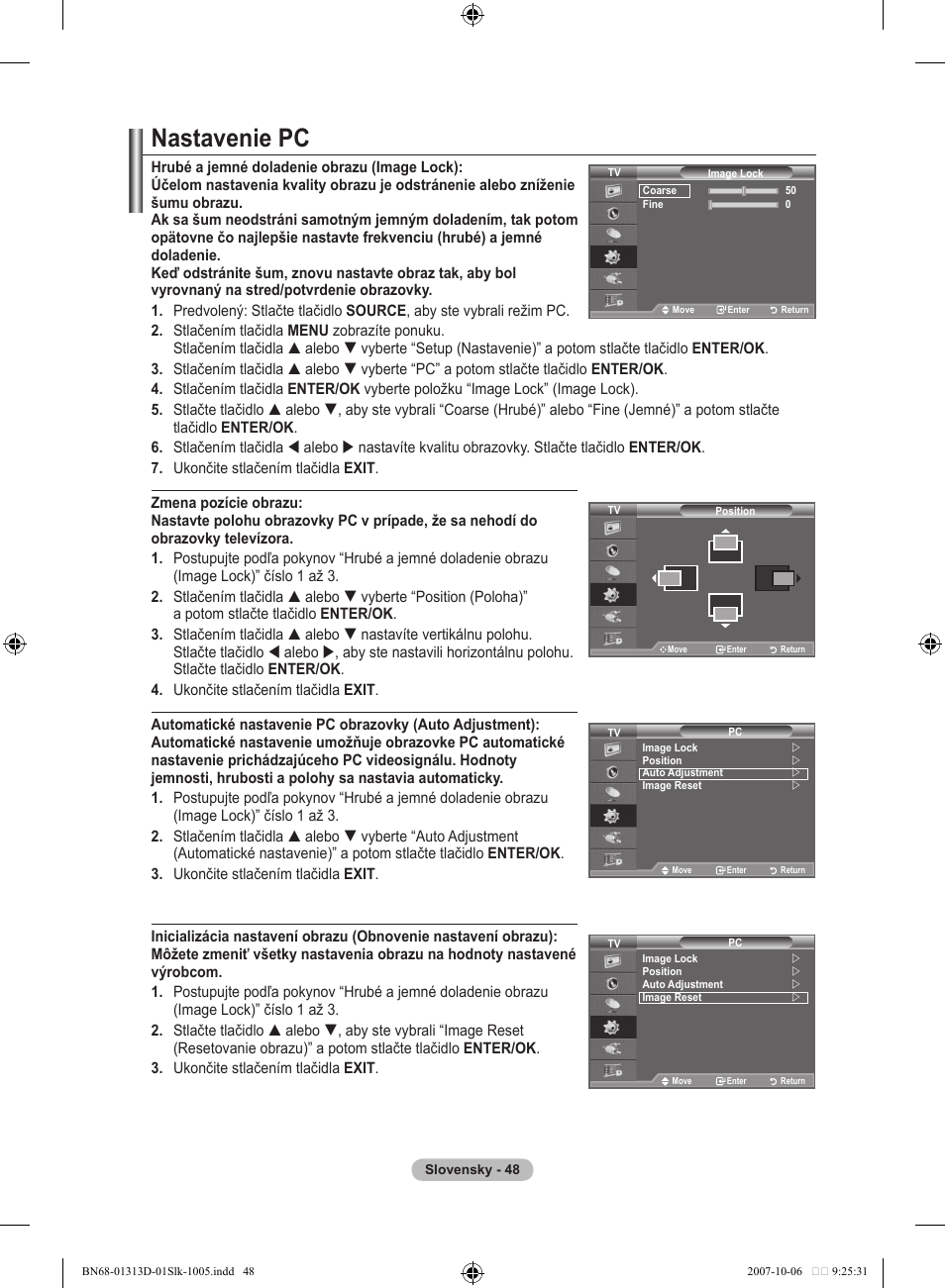 Nastavenie pc | Samsung LE70F96BD User Manual | Page 498 / 578