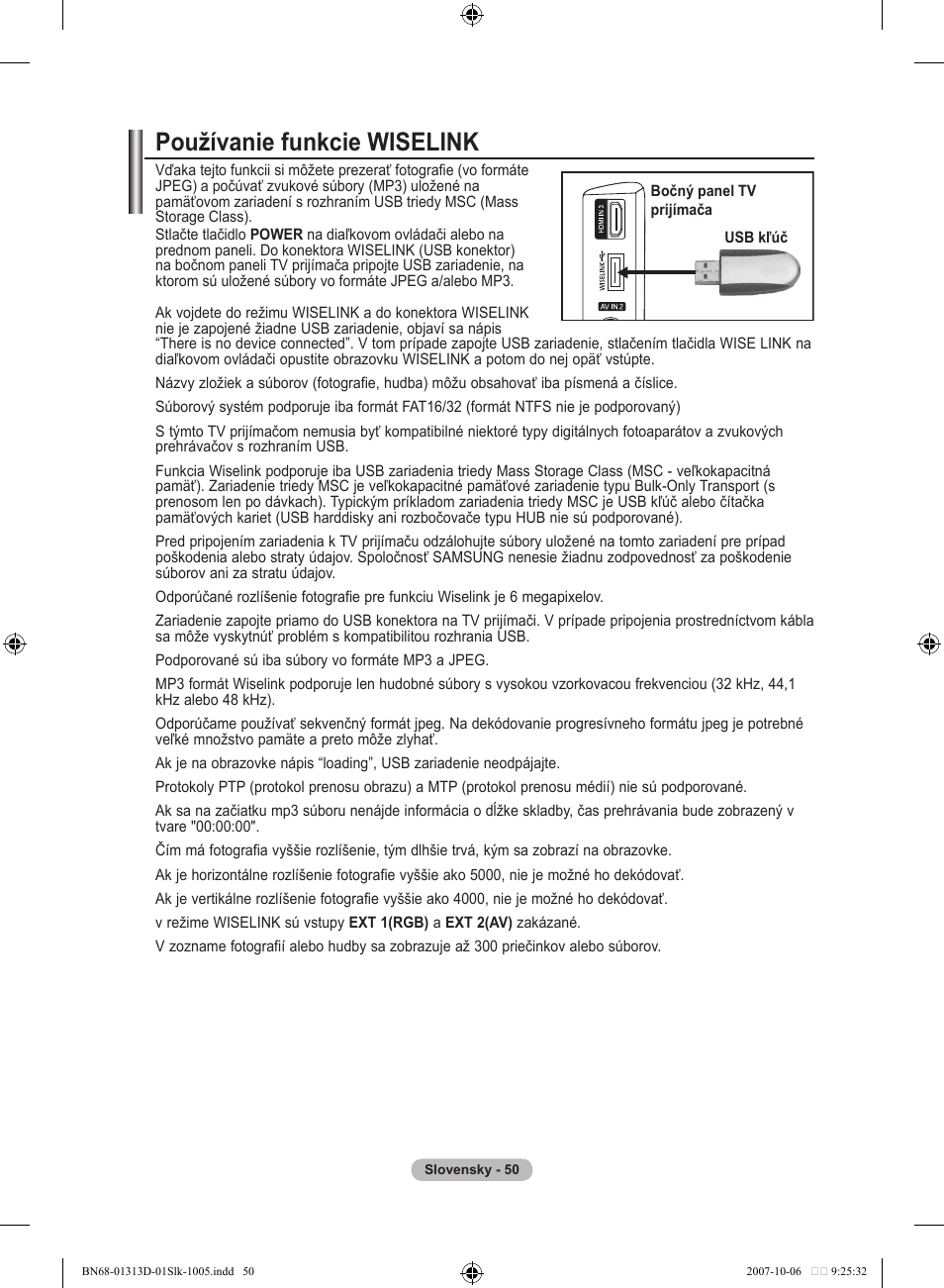 Používanie funkcie wiselink | Samsung LE70F96BD User Manual | Page 500 / 578
