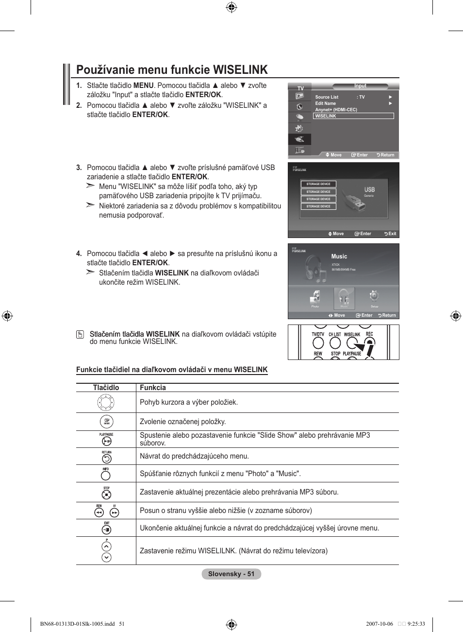 Používanie menu funkcie wiselink | Samsung LE70F96BD User Manual | Page 501 / 578