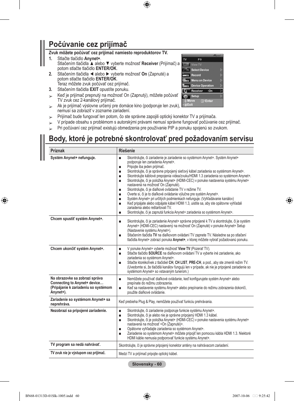 Počúvanie cez prijímač | Samsung LE70F96BD User Manual | Page 510 / 578