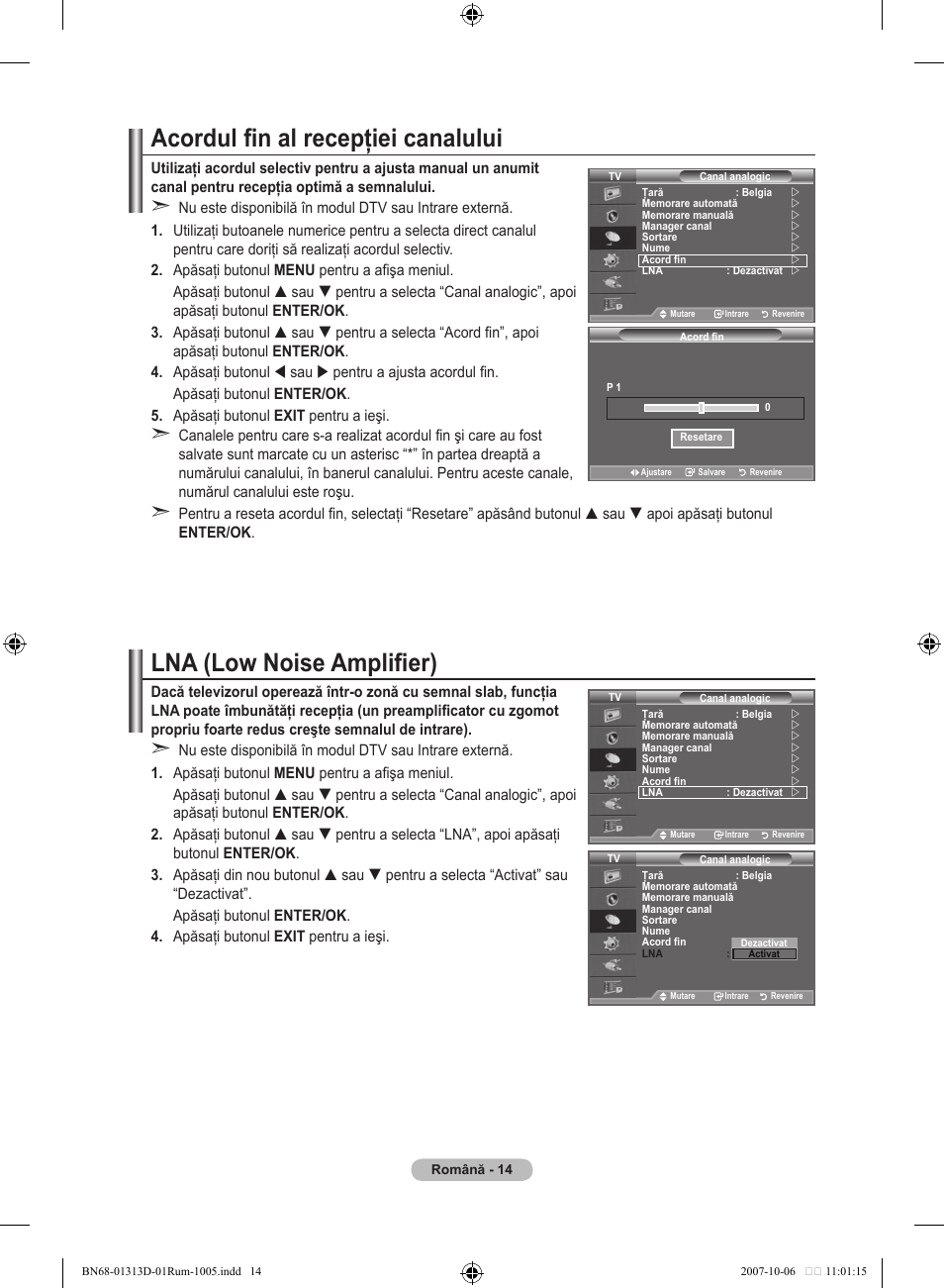 Acordul fin al recepţiei canalului, Lna (low noise amplifier) | Samsung LE70F96BD User Manual | Page 528 / 578