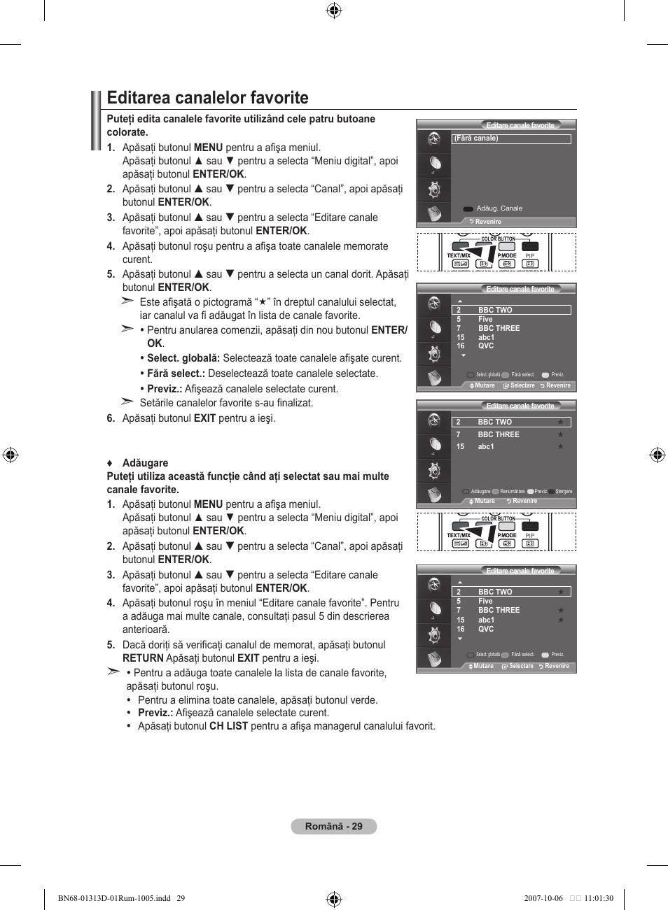 Editarea canalelor favorite | Samsung LE70F96BD User Manual | Page 543 / 578