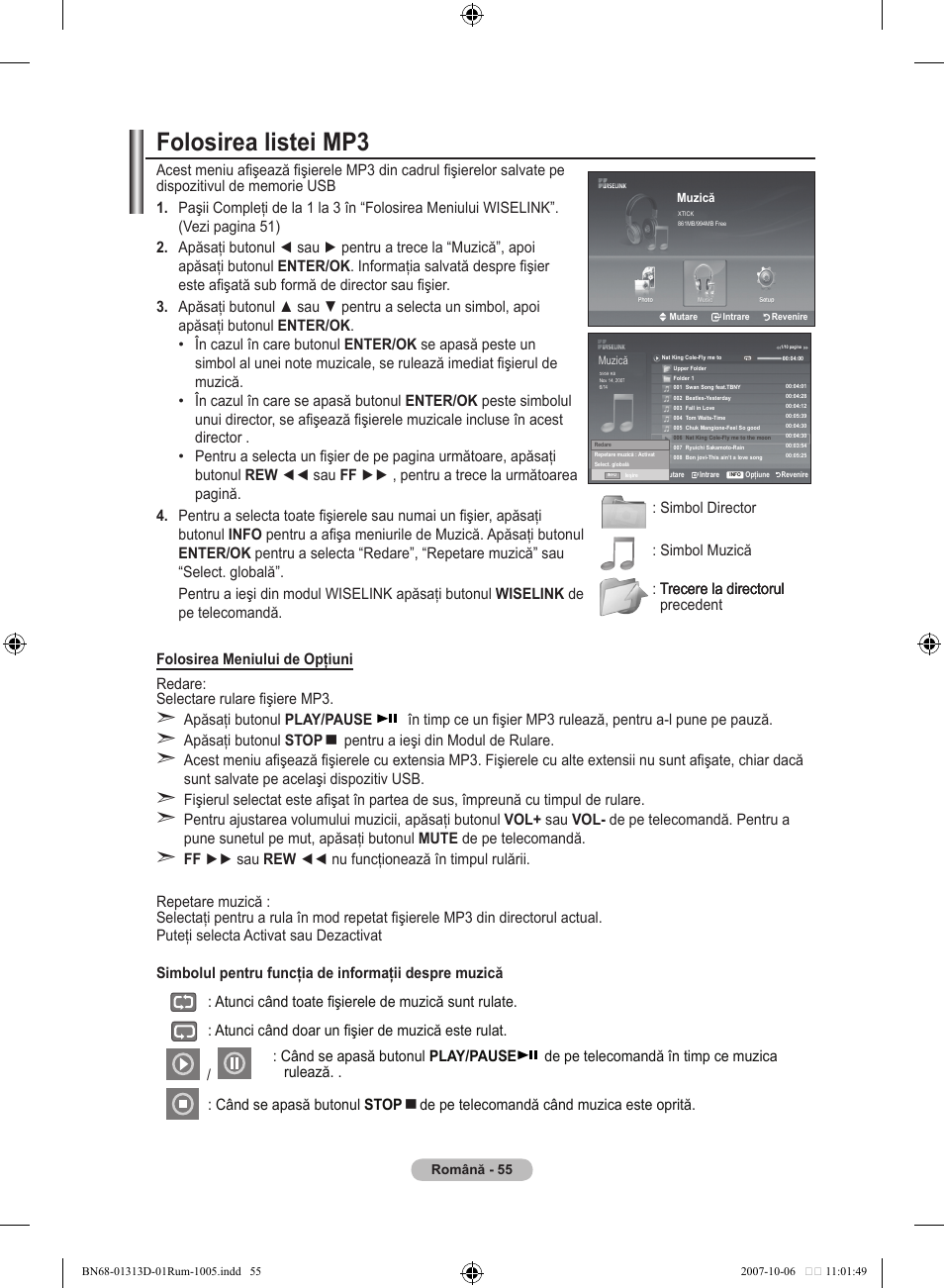 Folosirea listei mp | Samsung LE70F96BD User Manual | Page 569 / 578