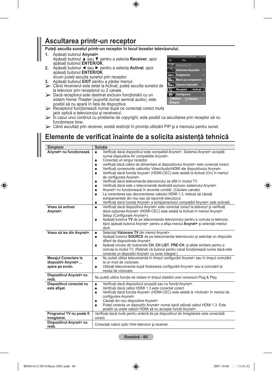 Ascultarea printr-un receptor | Samsung LE70F96BD User Manual | Page 574 / 578