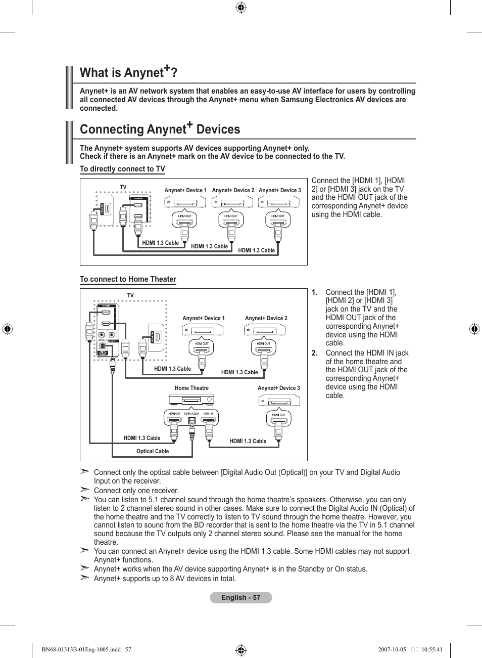 About anynet, What is anynet, Connecting anynet+ devices | Samsung LE70F96BD User Manual | Page 59 / 578