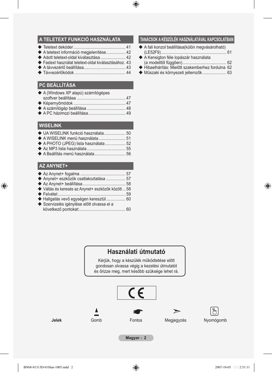 Használati útmutató | Samsung LE70F96BD User Manual | Page 68 / 578