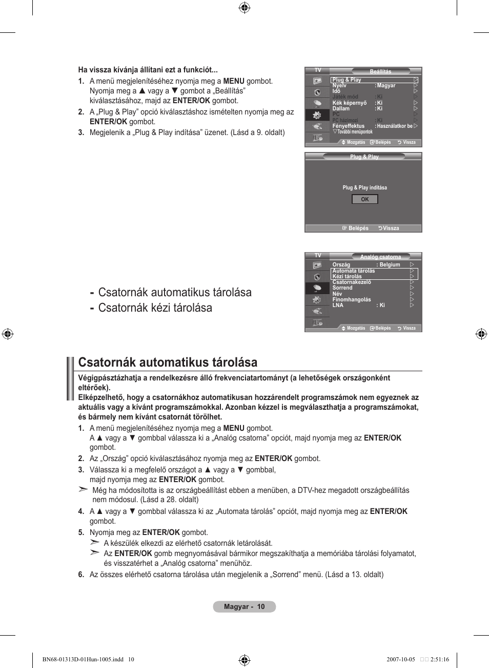 Csatornák automatikus tárolása | Samsung LE70F96BD User Manual | Page 76 / 578