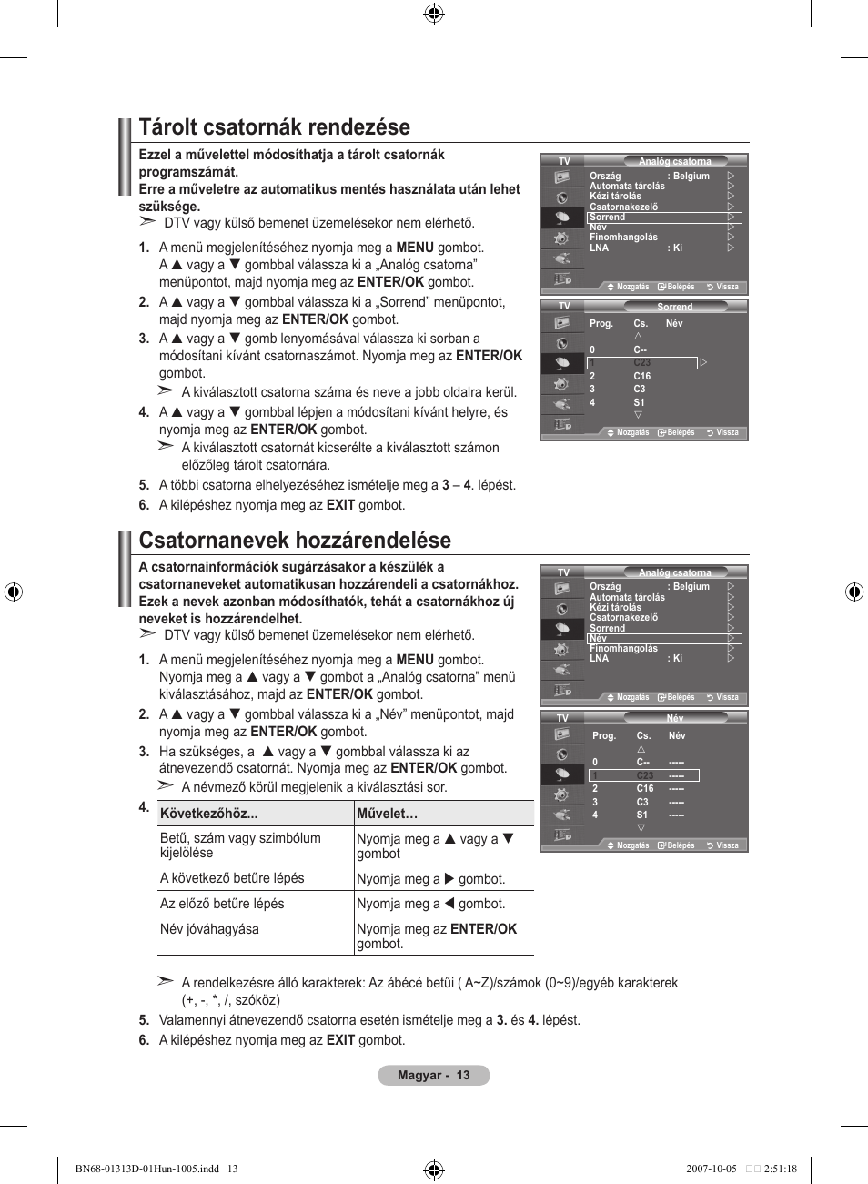 Tárolt csatornák rendezése, Csatornanevek hozzárendelése | Samsung LE70F96BD User Manual | Page 79 / 578