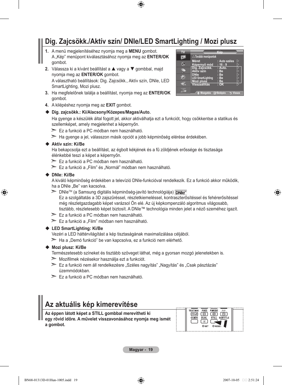 Az aktuális kép kimerevítése | Samsung LE70F96BD User Manual | Page 85 / 578