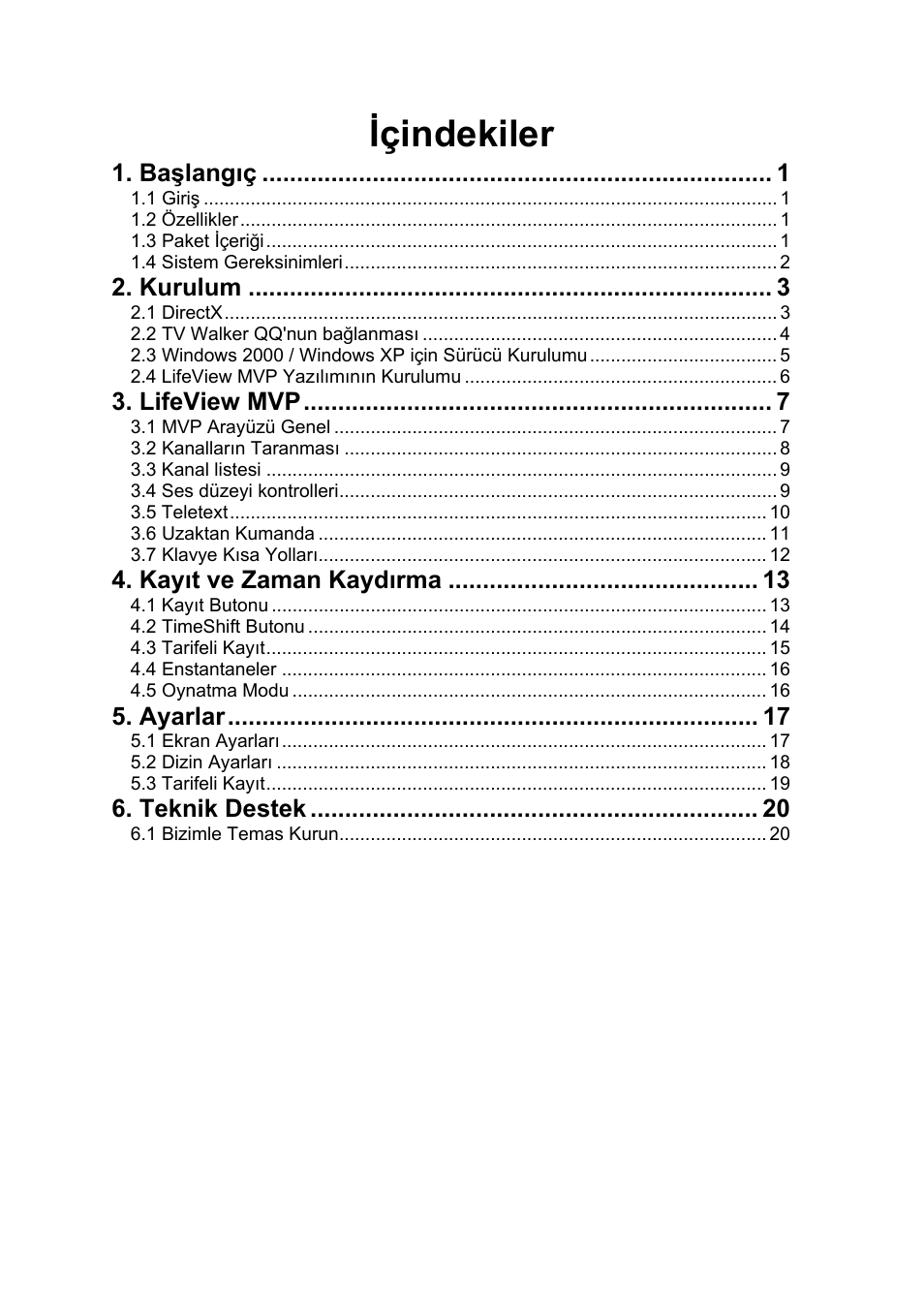 Içindekiler | Animation Tech LifeView TV Walker QQ User Manual | Page 33 / 56