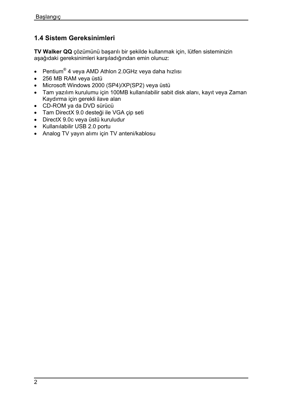 4 sistem gereksinimleri | Animation Tech LifeView TV Walker QQ User Manual | Page 36 / 56