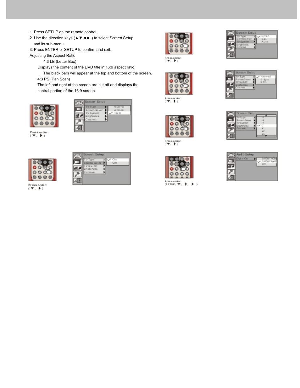 Setting screen and audio | Avayon DXP-7P User Manual | Page 24 / 36