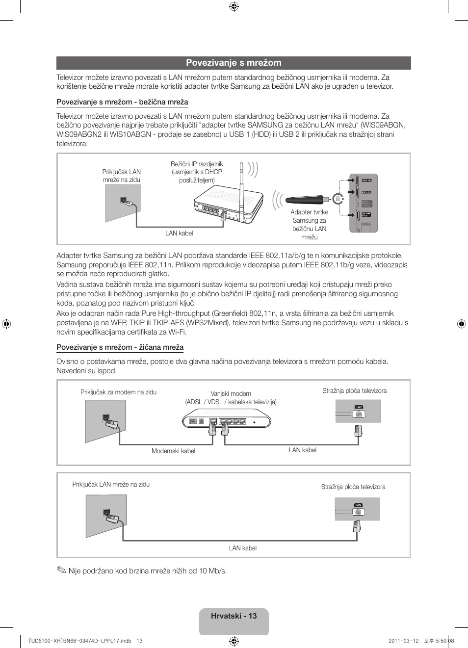 Povezivanje s mrežom | Samsung UE40D6120SW User Manual | Page 115 / 344