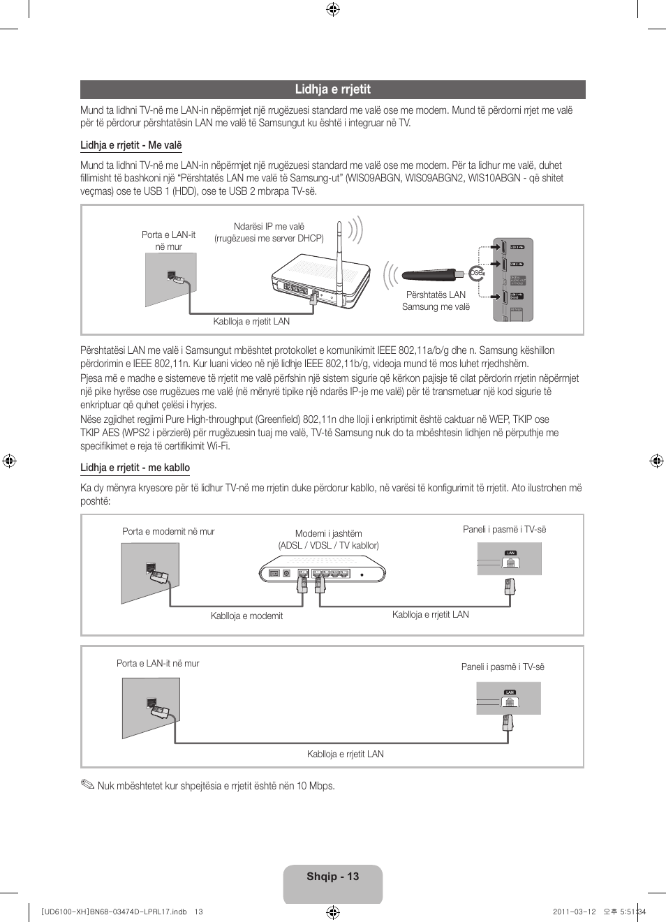 Lidhja e rrjetit | Samsung UE40D6120SW User Manual | Page 215 / 344