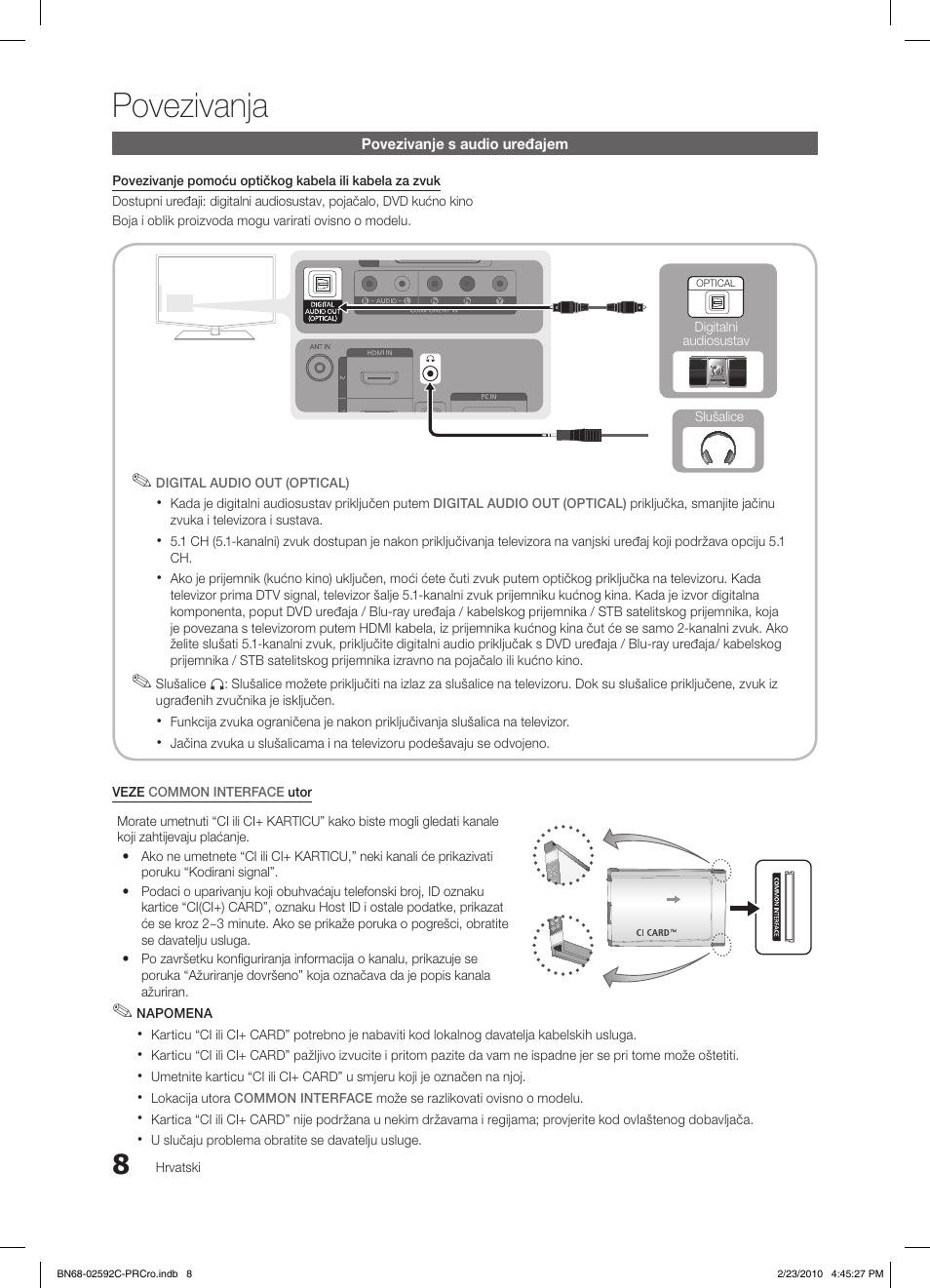 Povezivanja | Samsung LE32C450E1W User Manual | Page 203 / 391