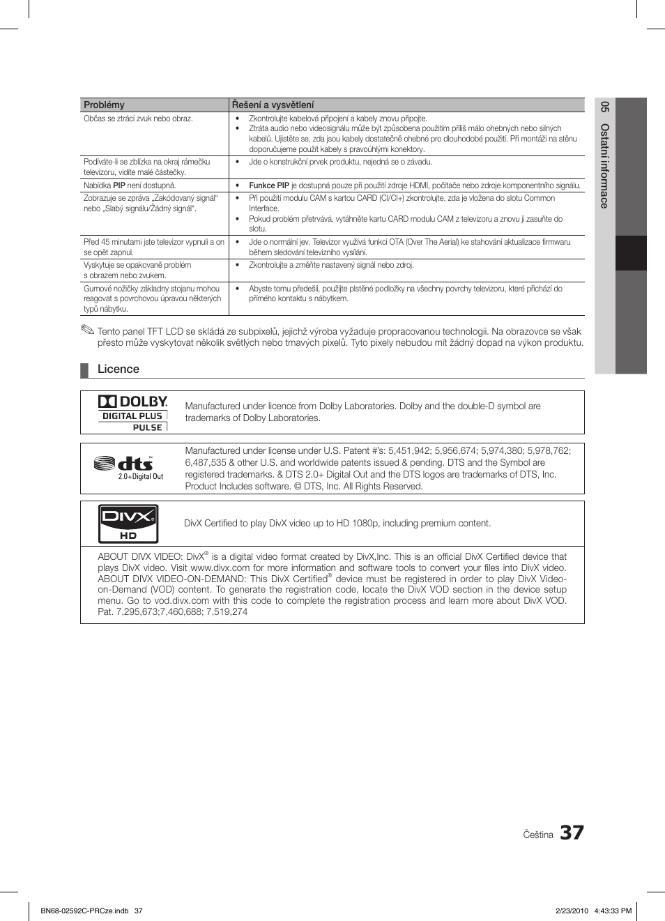 Licence | Samsung LE32C450E1W User Manual | Page 271 / 391