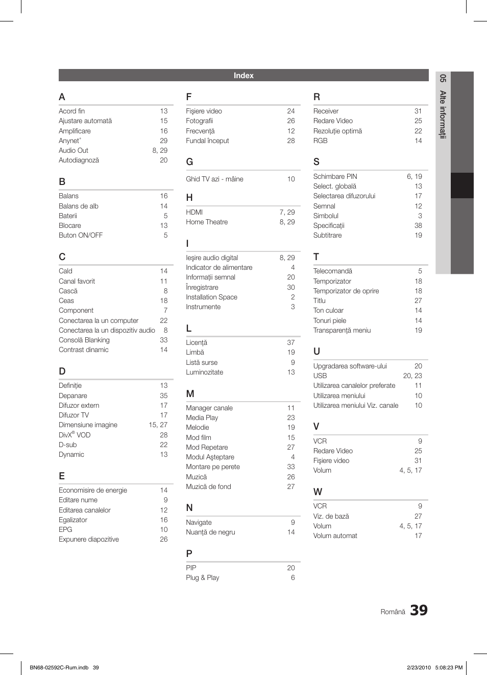 Samsung LE32C450E1W User Manual | Page 351 / 391