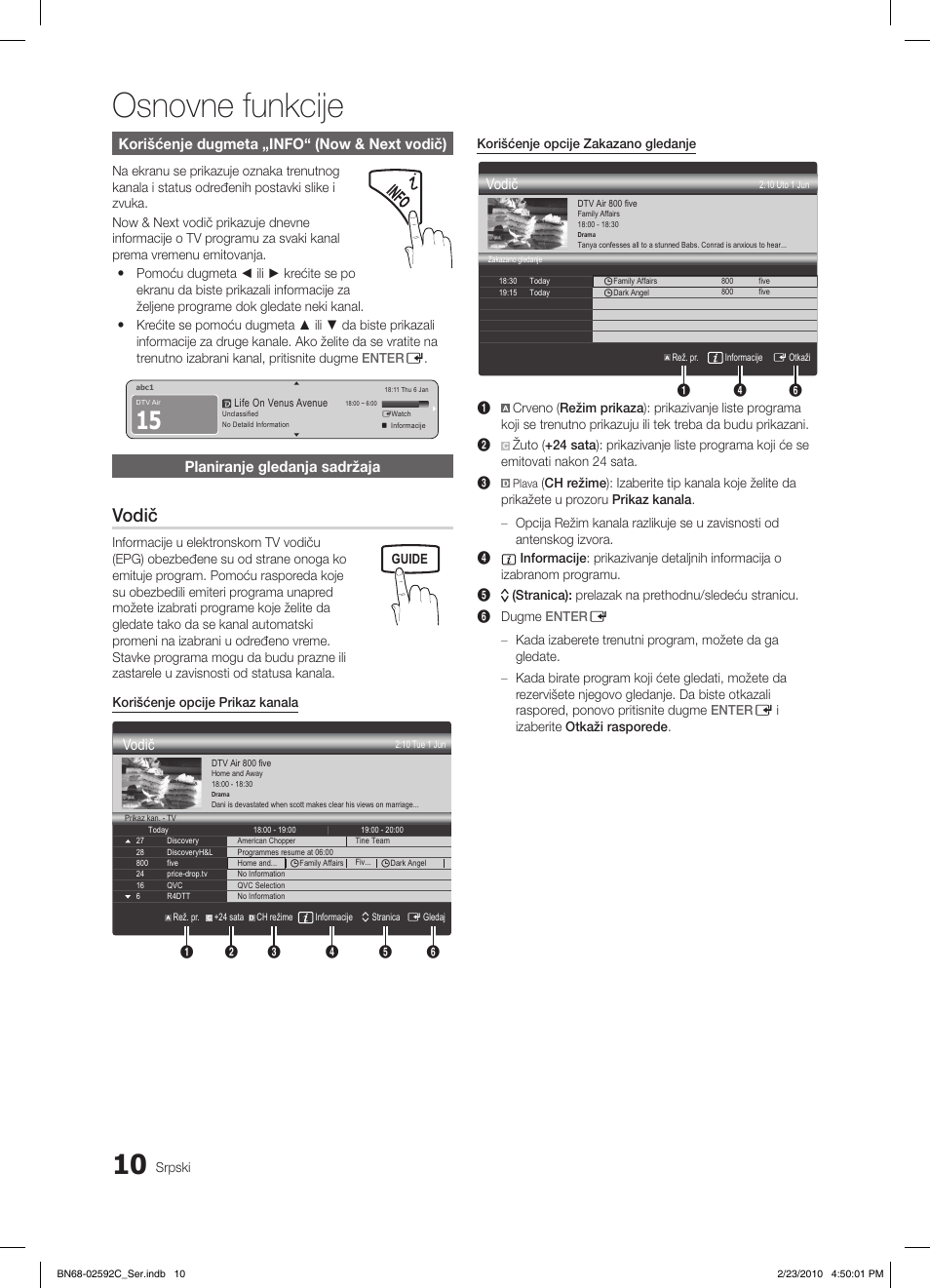 Osnovne funkcije, Vodič | Samsung LE32C450E1W User Manual | Page 361 / 391