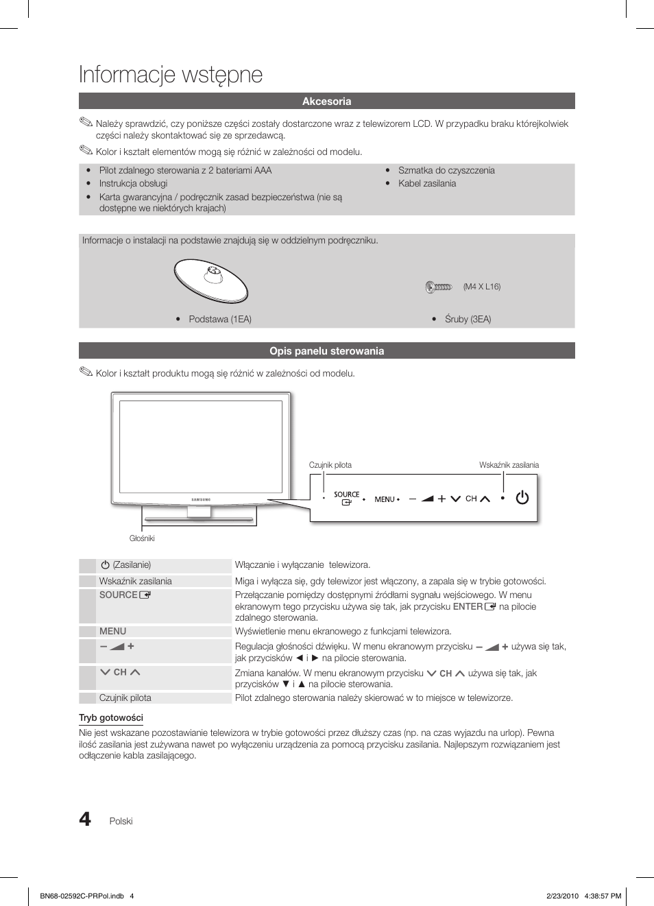 Informacje wstępne | Samsung LE32C450E1W User Manual | Page 82 / 391