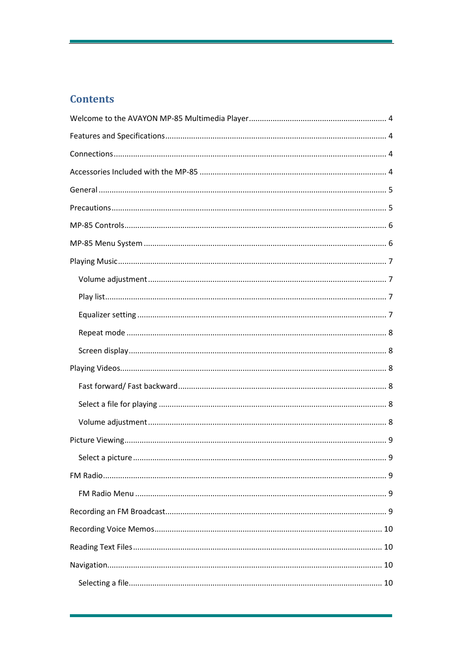 Avayon MP-85 User Manual | Page 2 / 16