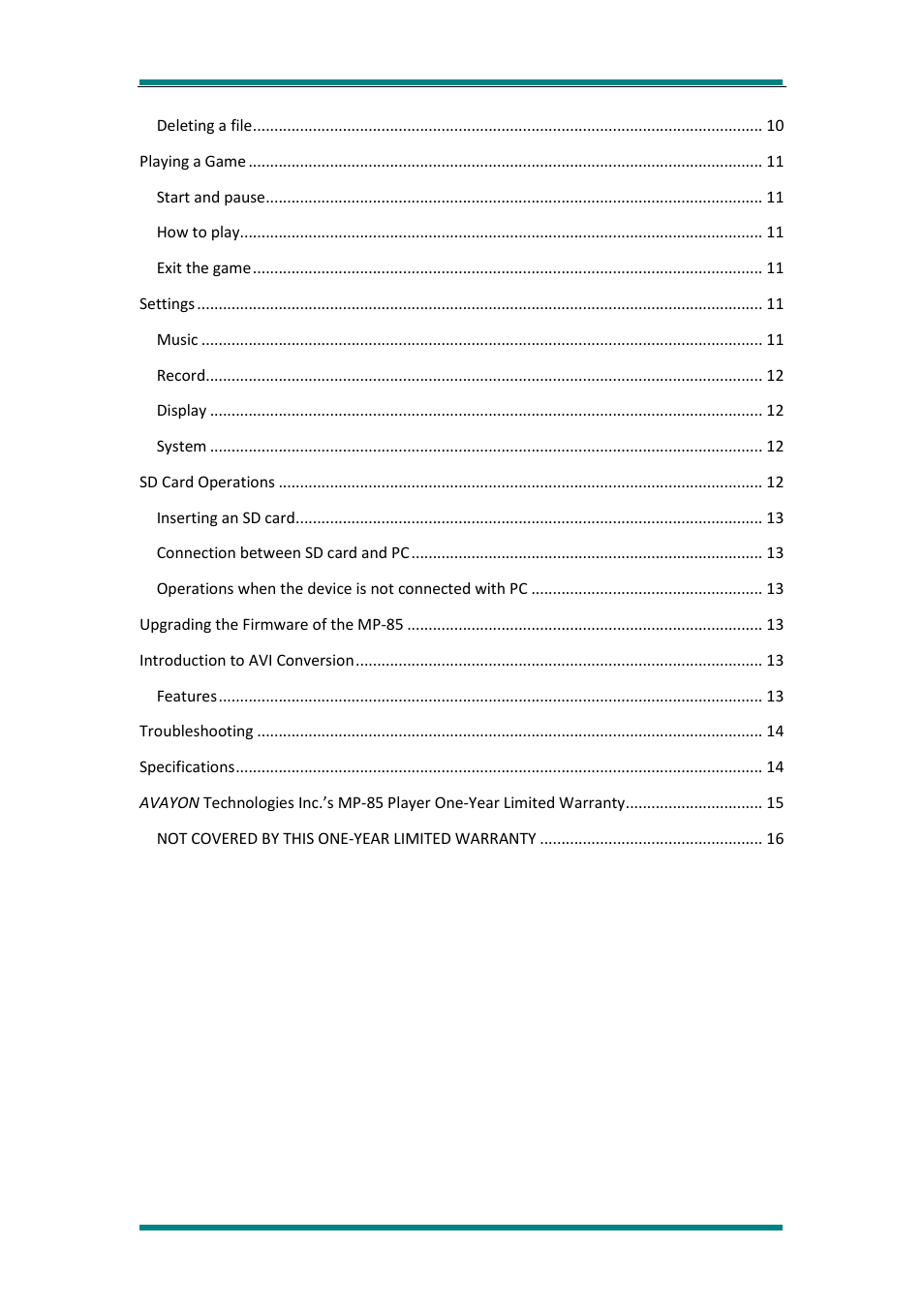 Avayon MP-85 User Manual | Page 3 / 16