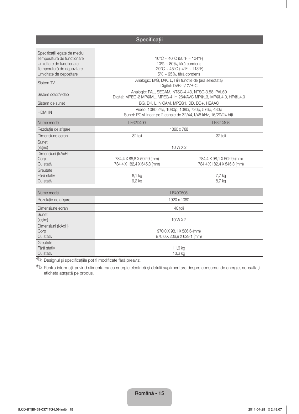 Samsung LE32D403E2W User Manual | Page 113 / 127