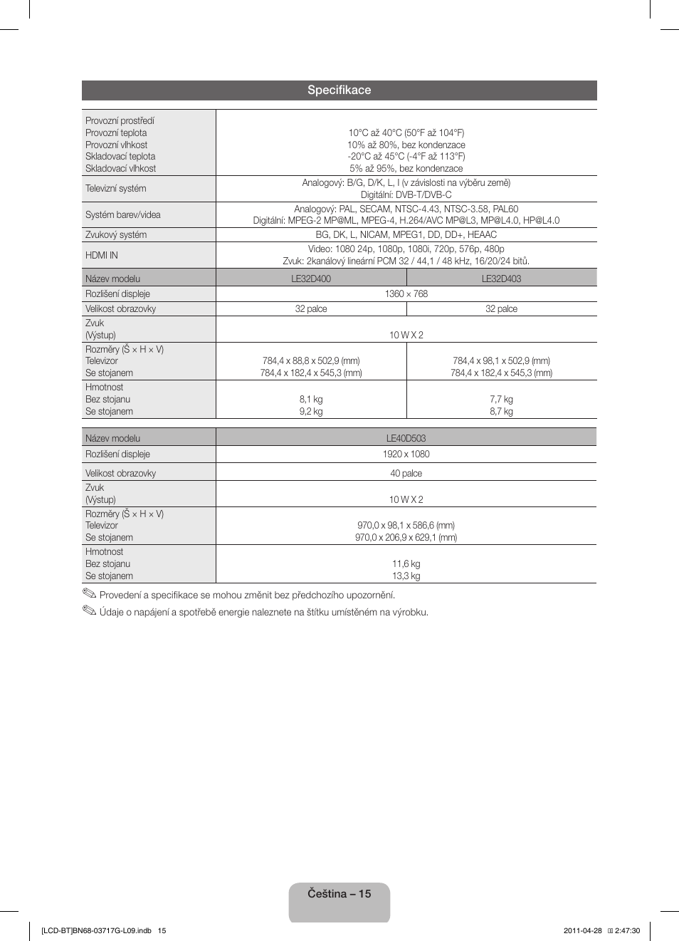 Samsung LE32D403E2W User Manual | Page 29 / 127