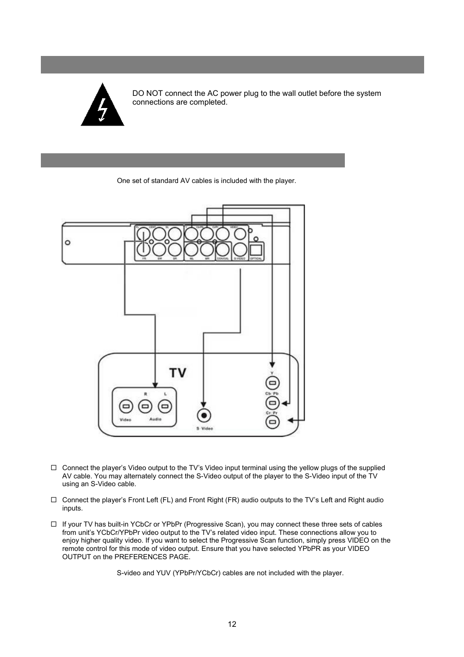 System connections, Connecting to a tv set, Onnecting to a | Avayon DXP-1000 G2 User Manual | Page 12 / 39