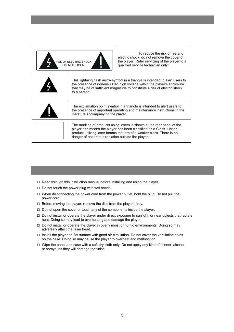 Warnings, Important - read this, Caution | Class 1 | Avayon DXP-1000 G2 User Manual | Page 5 / 39