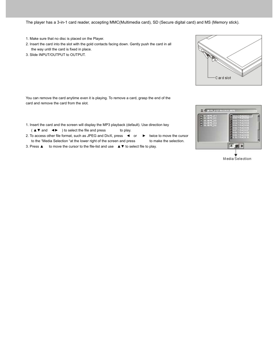 Using the card reader | Avayon DXP-10P User Manual | Page 12 / 35
