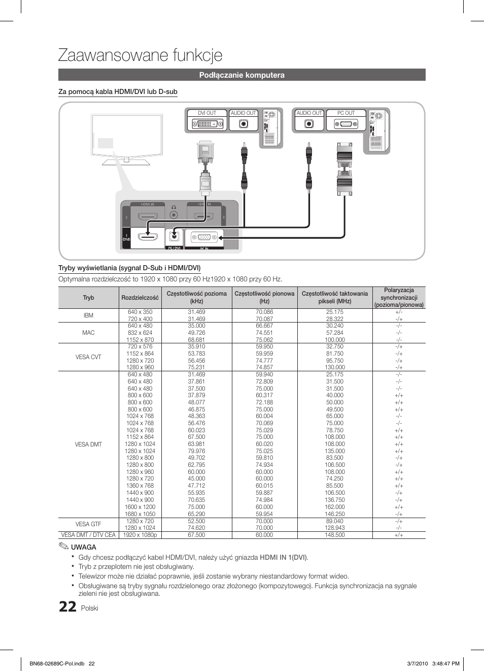 Zaawansowane funkcje | Samsung LE40C630K1W User Manual | Page 120 / 491