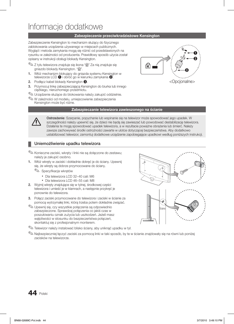 Informacje dodatkowe | Samsung LE40C630K1W User Manual | Page 142 / 491