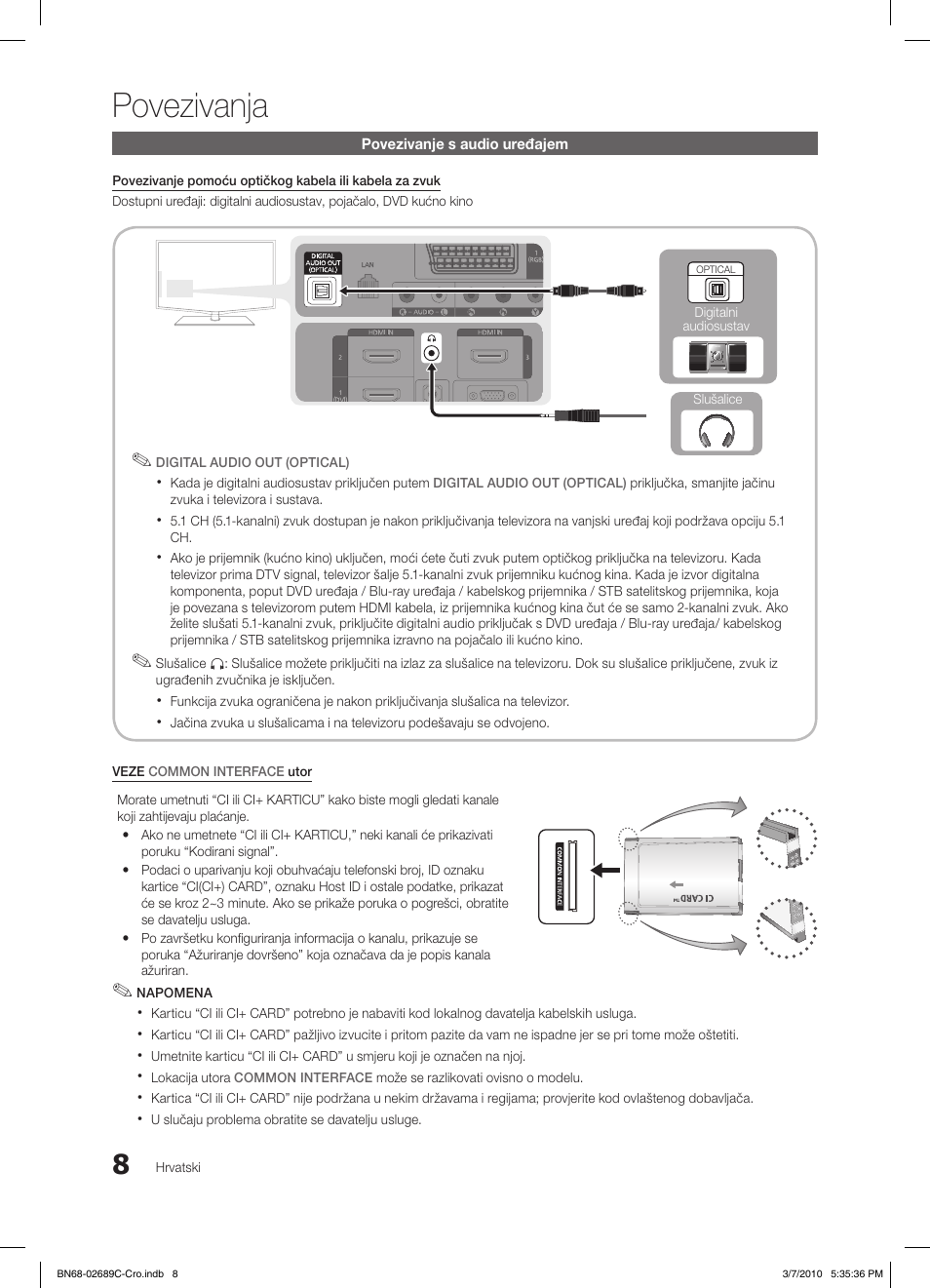 Povezivanja | Samsung LE40C630K1W User Manual | Page 253 / 491