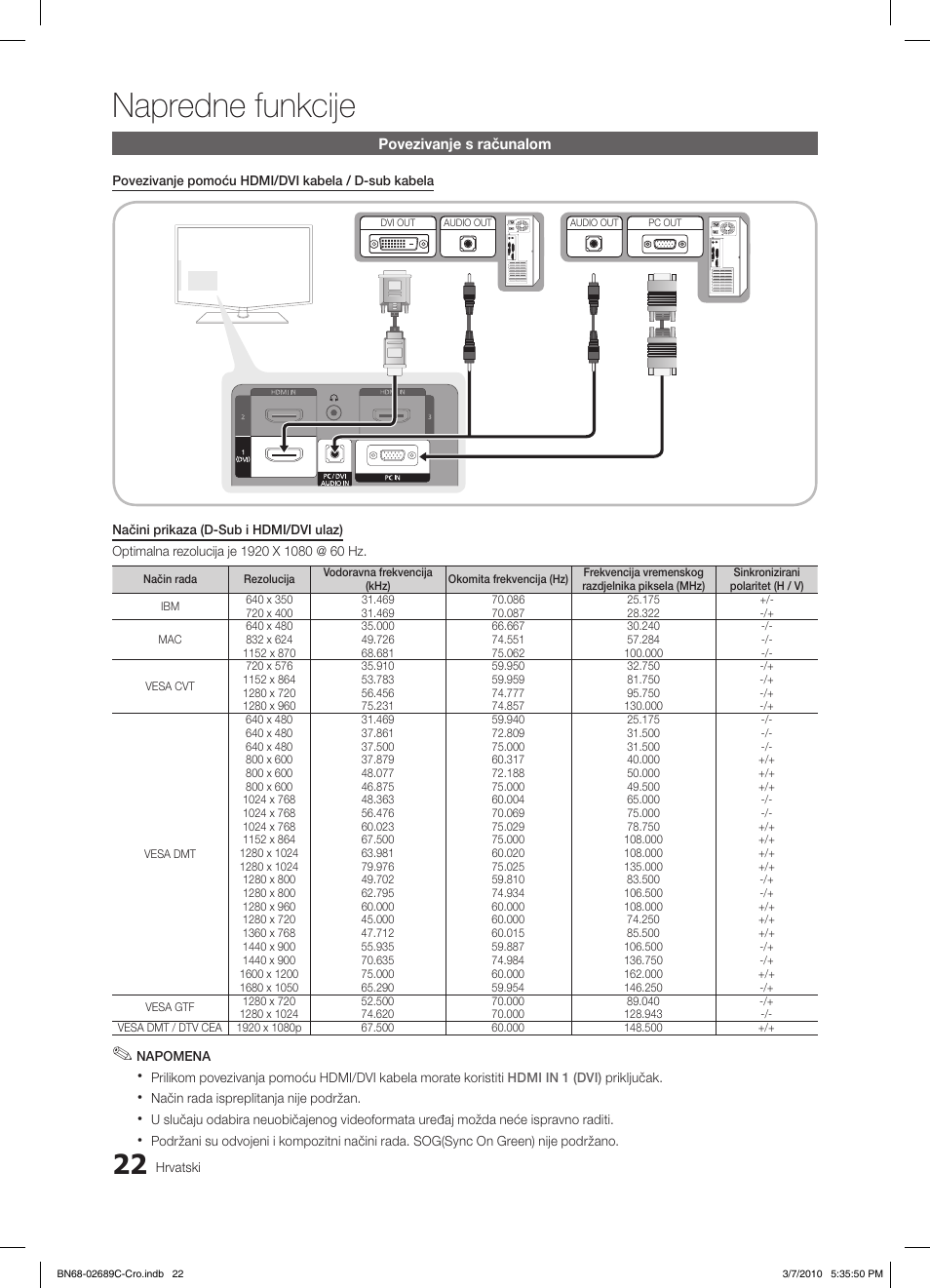 Napredne funkcije | Samsung LE40C630K1W User Manual | Page 267 / 491