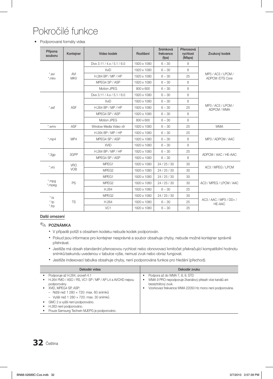 Pokročilé funkce | Samsung LE40C630K1W User Manual | Page 326 / 491