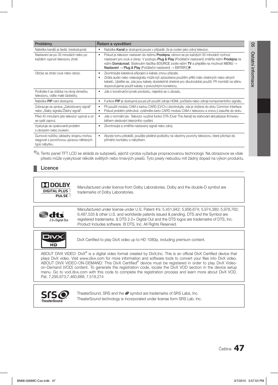 Licence | Samsung LE40C630K1W User Manual | Page 341 / 491