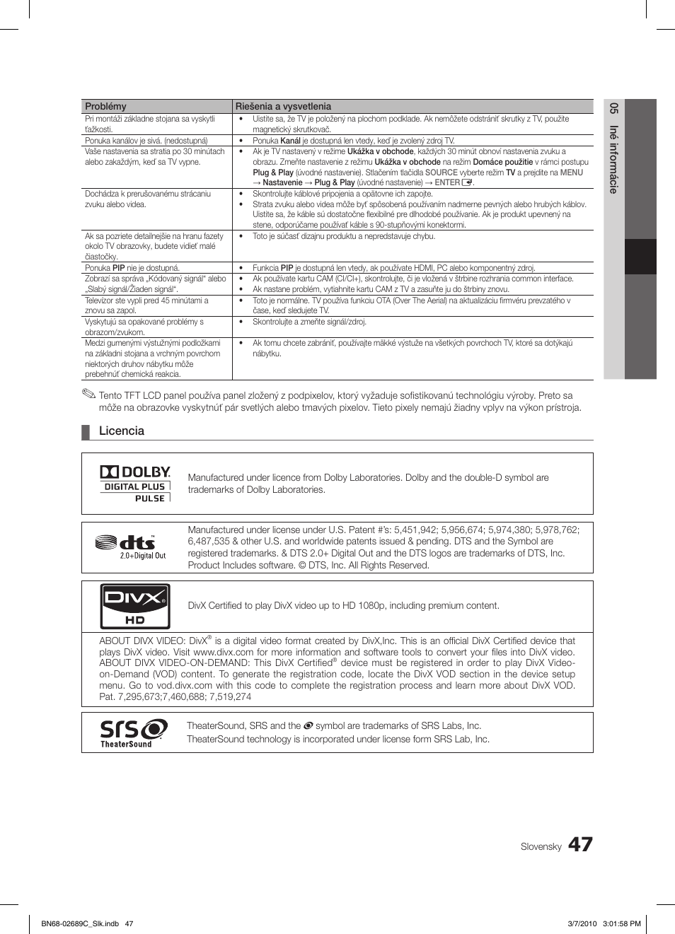 Licencia | Samsung LE40C630K1W User Manual | Page 390 / 491