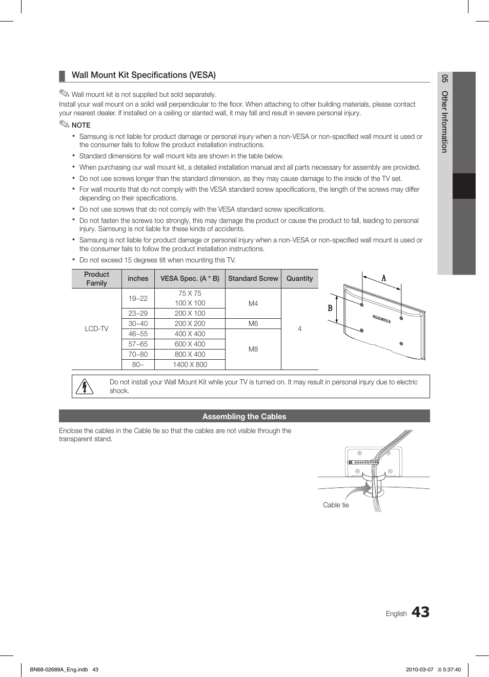 Samsung LE40C630K1W User Manual | Page 43 / 491