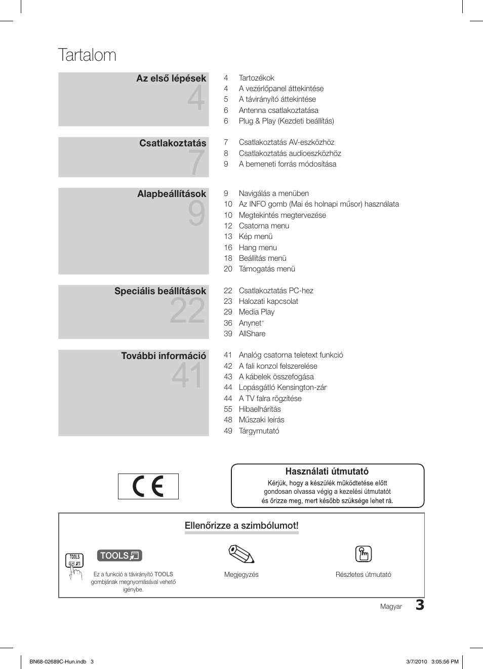 Tartalom | Samsung LE40C630K1W User Manual | Page 52 / 491