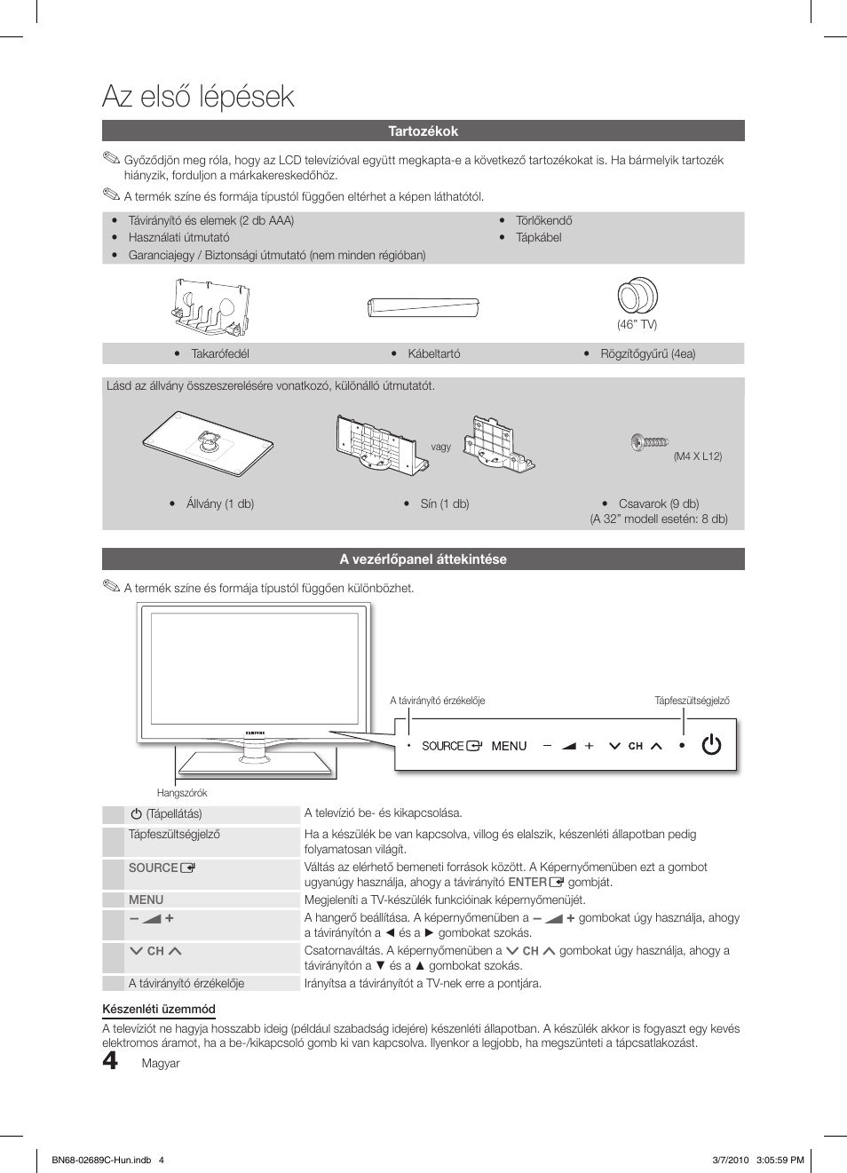 Az első lépések | Samsung LE40C630K1W User Manual | Page 53 / 491