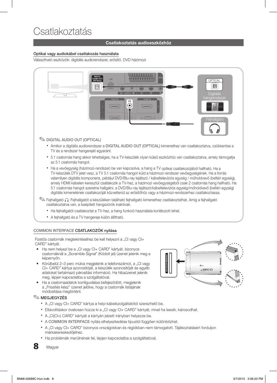 Csatlakoztatás | Samsung LE40C630K1W User Manual | Page 57 / 491