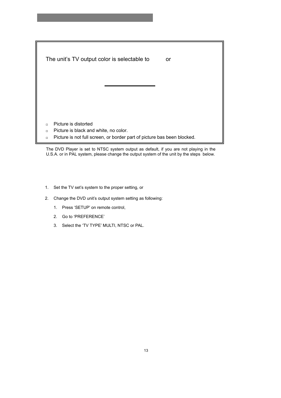 Important, Ntsc, Picture setup | The unit’s tv output color is selectable to | Avayon DXP-1000 User Manual | Page 15 / 39