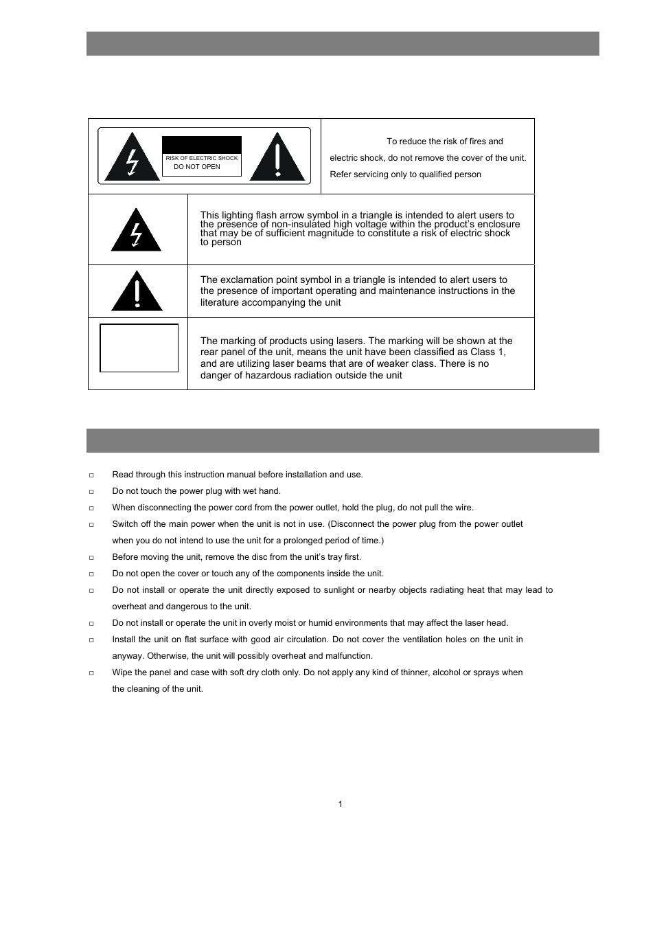 Warning, Importance, Class 1 | Caution, Refer servicing only to qualified service person | Avayon DXP-1000 User Manual | Page 3 / 39