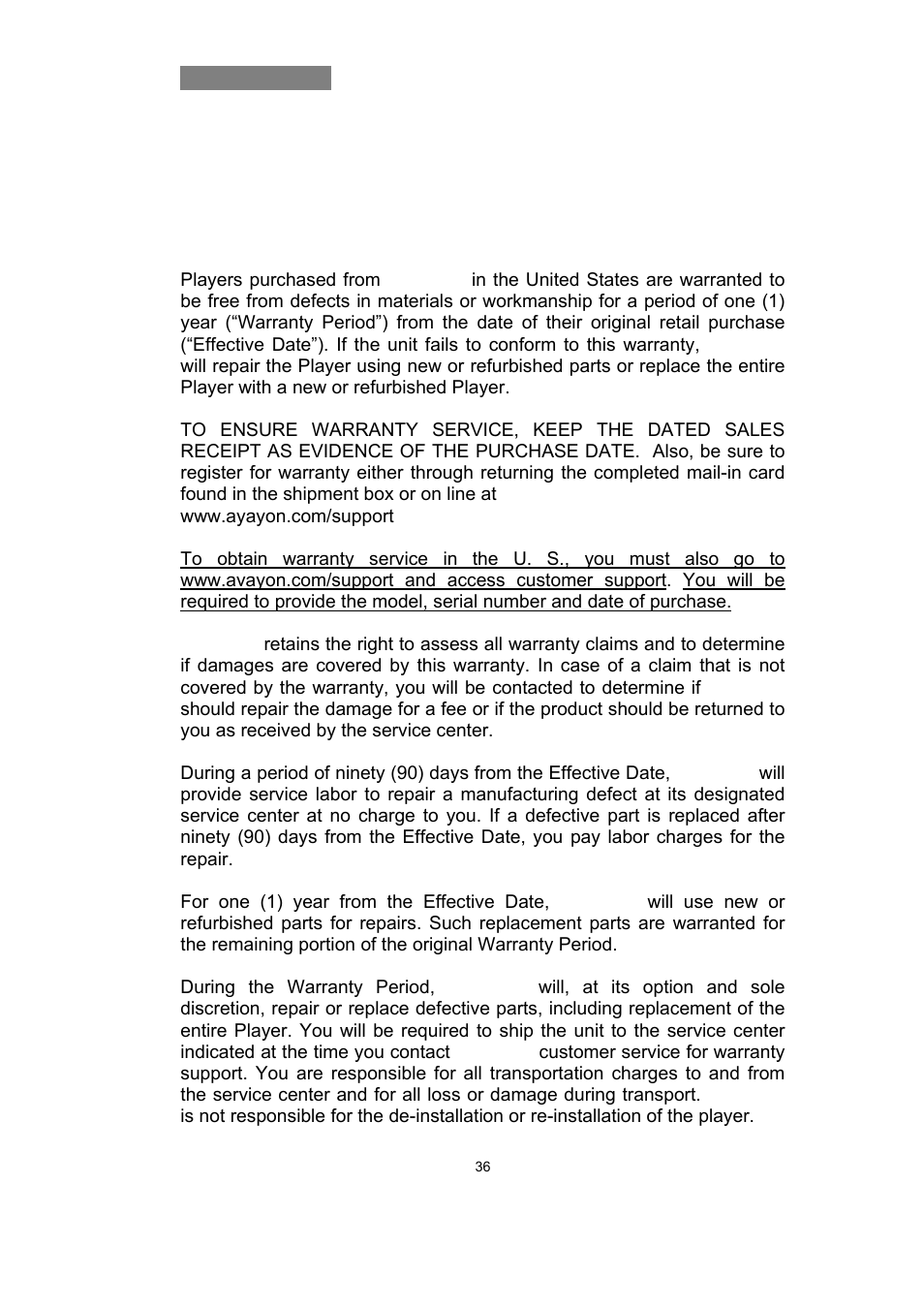 Read your user manual | Avayon DXP-1000 User Manual | Page 38 / 39