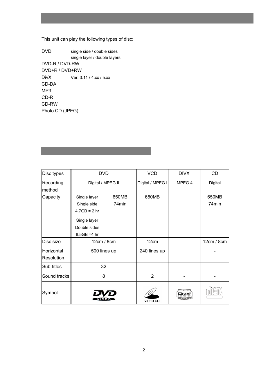 General information, Disc information | Avayon DXP-1000 User Manual | Page 4 / 39