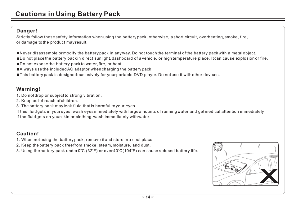 Т³гж 16, Cautions in using battery pack | Avayon DXP-10P II User Manual | Page 16 / 34