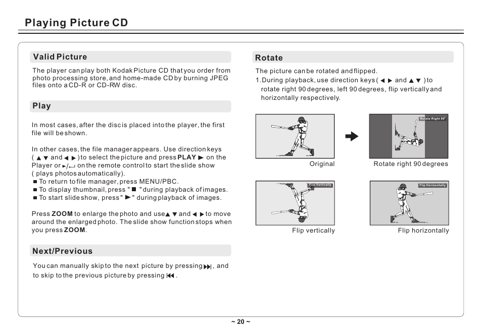 Т³гж 22, Playing picture cd | Avayon DXP-10P II User Manual | Page 22 / 34