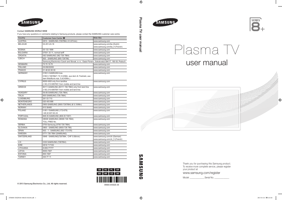 Samsung PS51D8000FS User Manual | 185 pages